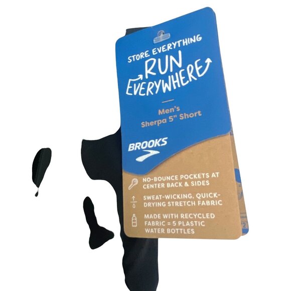 Brooks NWT Mens Sherpa 5" Running Shorts XXL Black Pockets Pull On Athleisure - Picture 6 of 8